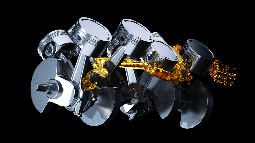 3d,Illustration,Of,Engine.,Motor,Parts,As,Crankshaft,,Pistons,With